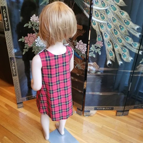 Kellys Kids Size 4 Red Black Plaid Jumper Dress - Picture 5 of 8